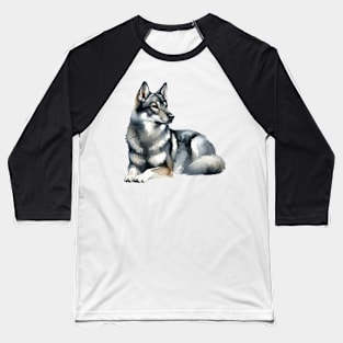 Norwegian Elkhound Watercolor - Beautiful Dog Baseball T-Shirt